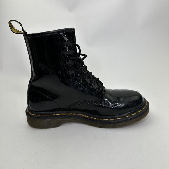 Dr. Doc Martens 1460 W Women's Size 5 Lace Up Boots Black Leather Gloss - Picture 1 of 9